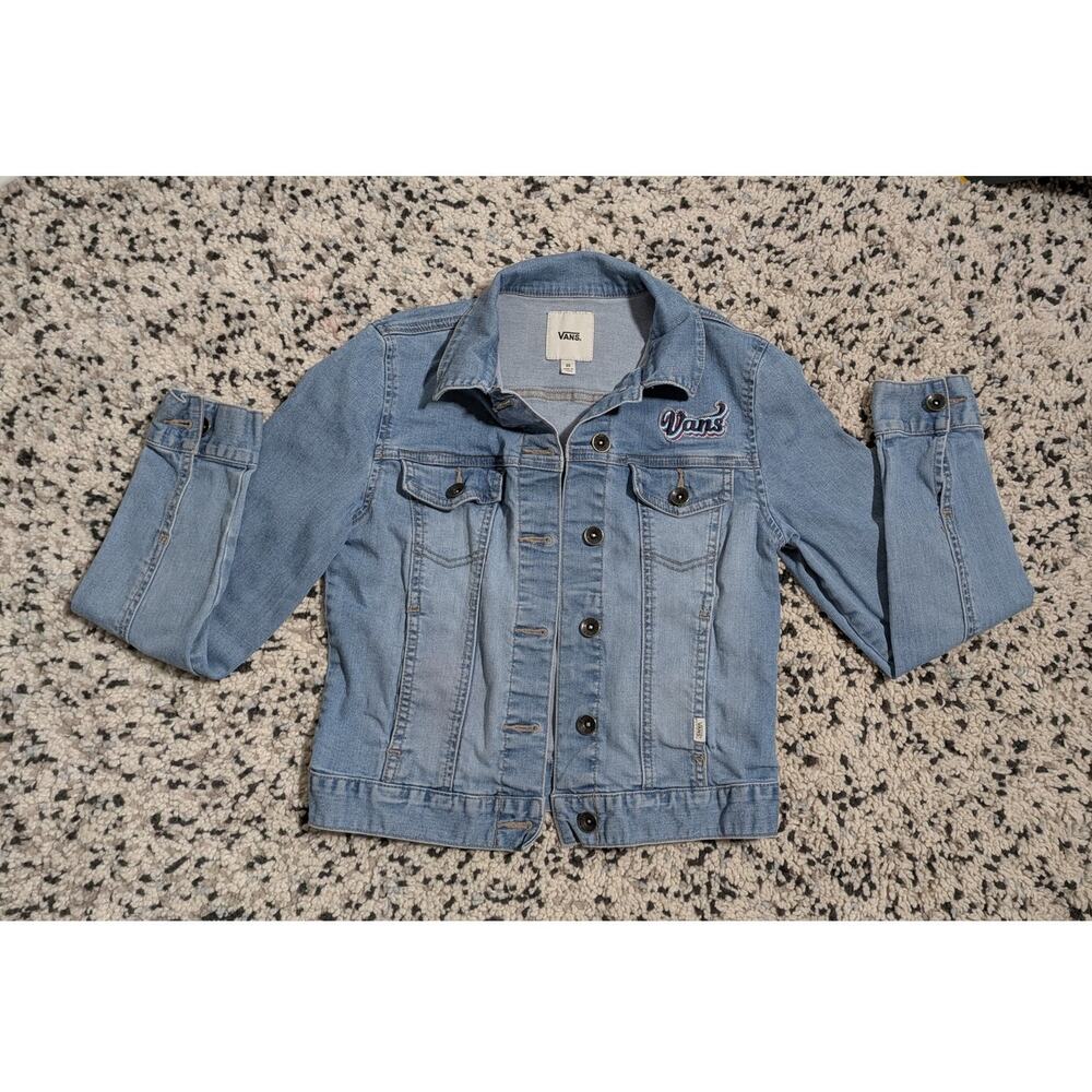 Vans Denim Jacket XS Light Wash Stretch Retro Skater‎ Y2K 90s Grunge Streetwear